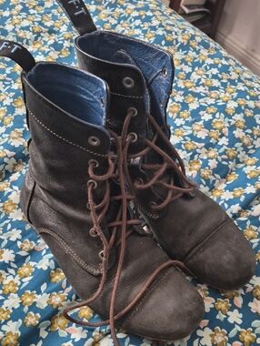 Fluevog Women's Radio BBC Brown Leather Lace-Up Boots 7
